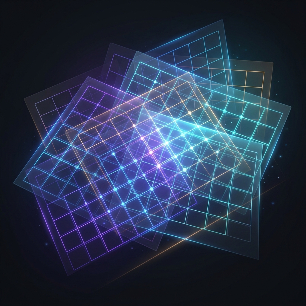 Multiple overlapping translucent calendars merging into one